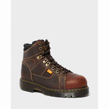 Dr Martens Ironbridge Extra Wide Met Guard - Hnede Pracovne Cizmy Panske, D130SK